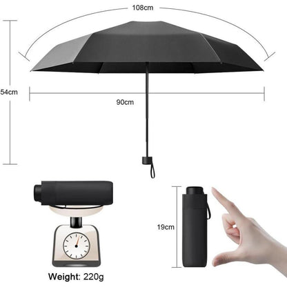 Vicloon Mini Regenschirm 99% UV-Schutz Leicht 190g Schwarz
