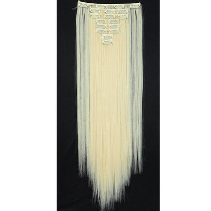 Weißblond Clip in Haarverlängerung 58cm – 8 Tressen, 140g