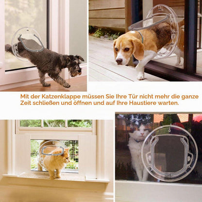 Katzenklappe 4 Wege Verriegelung transparent für Glas & Türen