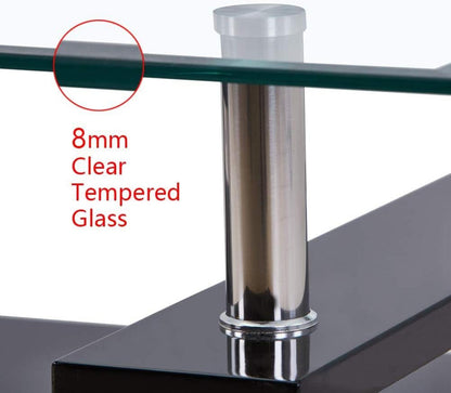 Modern Schwarz Glas Couchtisch Rechteckig Wohnzimmer 100x60x45 cm