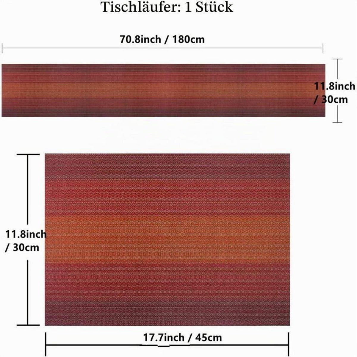 Tischsets und Tischläufer Set, rot, PVC, isoliert, hitzebeständig
