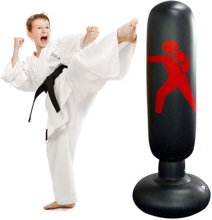 Boxsack für Kinder 160cm Schwarz Stehender Boxsack Karate Taekwondo