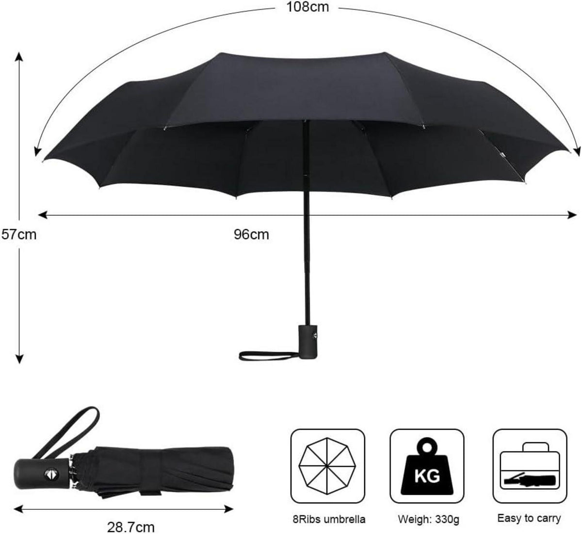 Automatik Regenschirm mit Teflonbeschichtung Taschenschirm