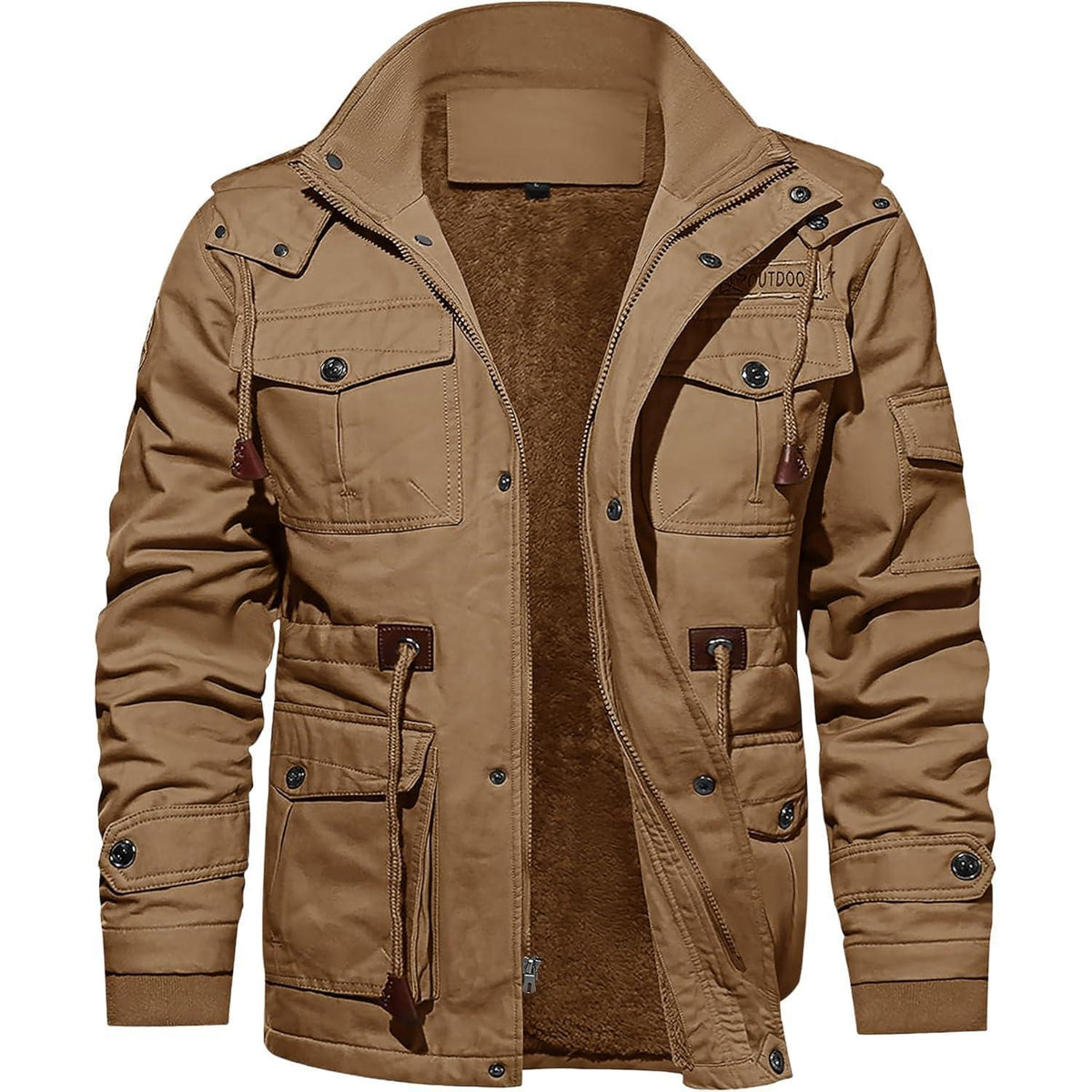 Herren Winterjacke Warm Gefüttert Militärstil Khaki XL