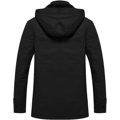 Herren Winterjacke Warm Gefüttert Militärstil Schwarz XL