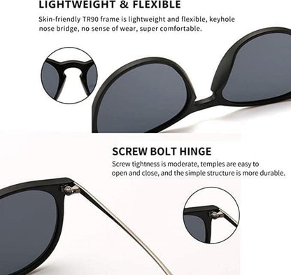 Runde Vintage Sonnenbrille Damen Polarisiert UV400 Schutz Integrarer TR90 Rahmen