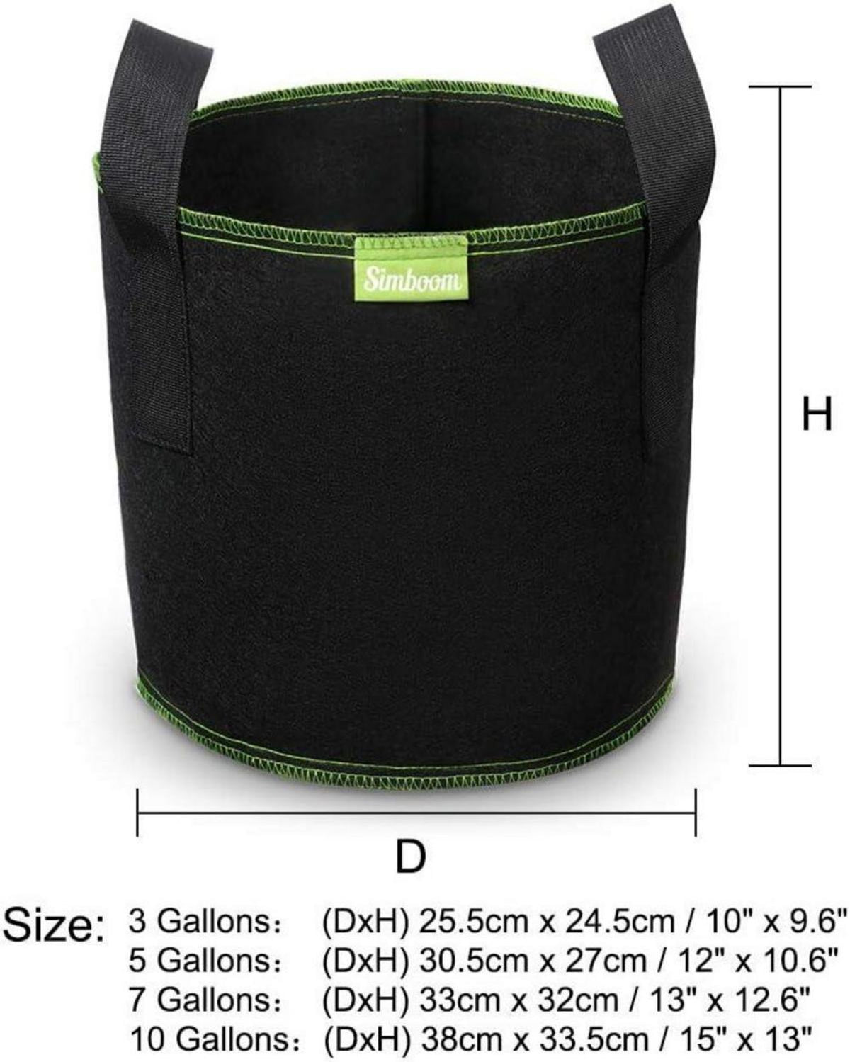 Pflanzsack aus Vliesstoff Schwarz für Tomaten, Blumen - 5er Pack 5 Gallonen