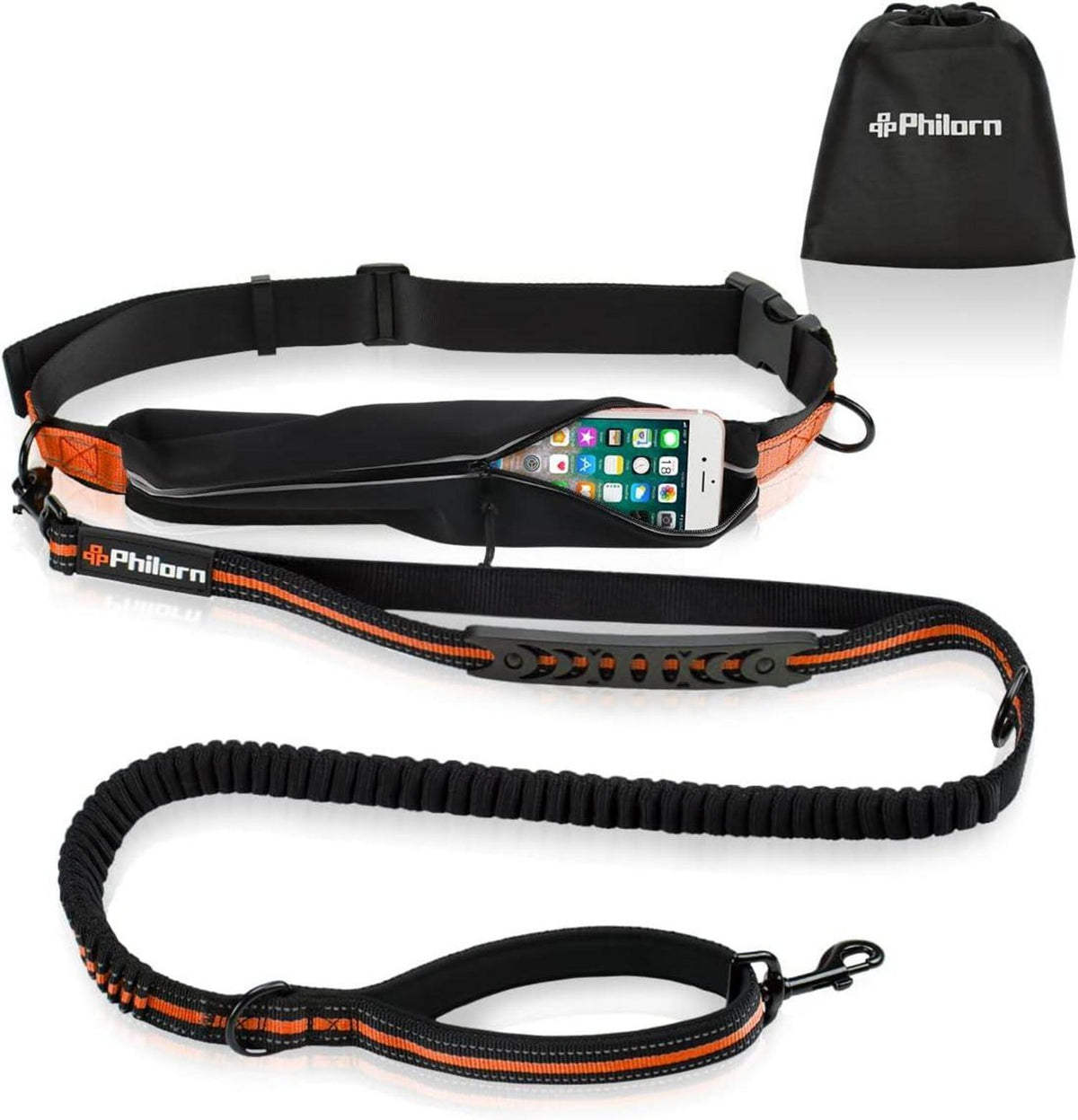 Freihand Hundeleine mit Gürteltasche, Joggingleine bis 55KG