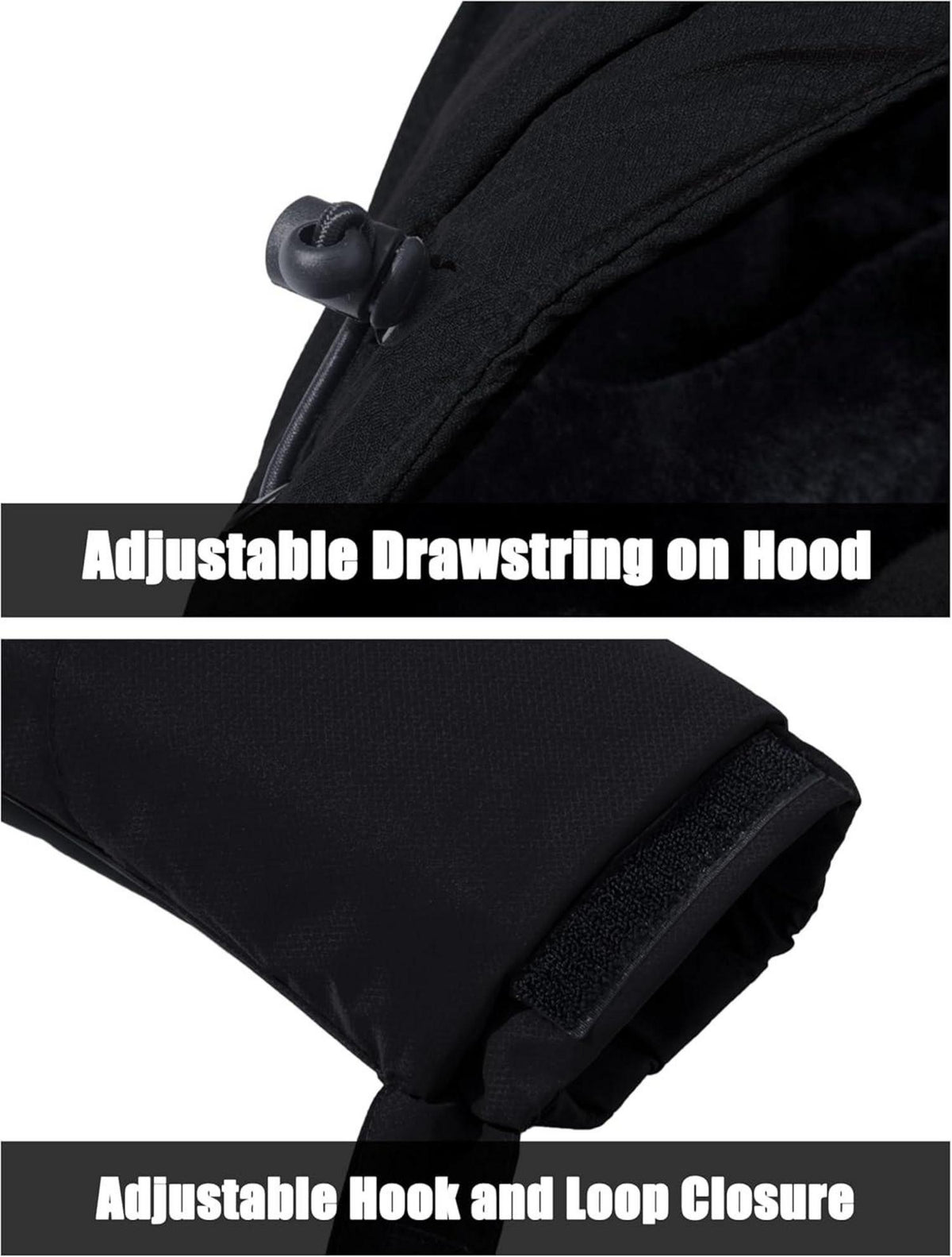 Herren Winter Skijacke Fleece Gefüttert Softshelljacke Schwarz S