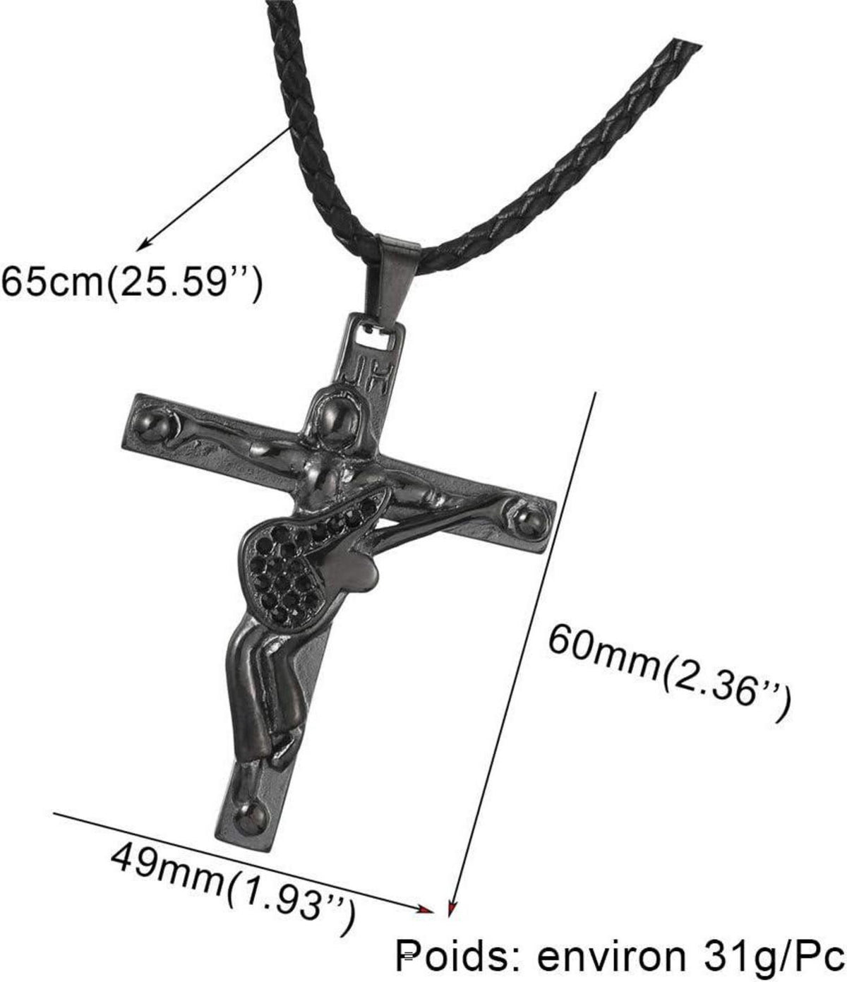 AFSTALR Johnny Hallyday Gitarrenkreuz Halskette Edelstahl Silber/Gold/Schwarz