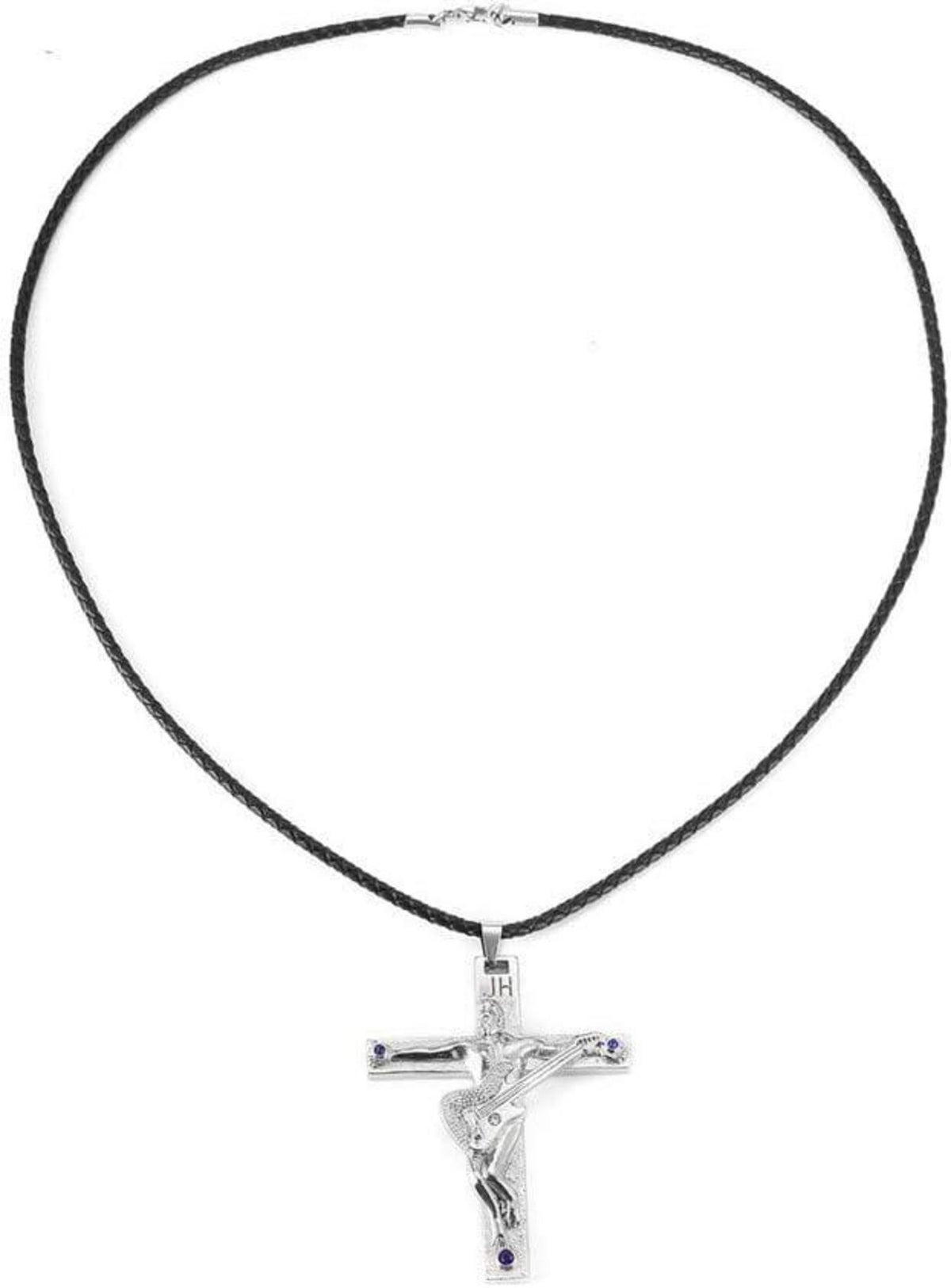 AFSTALR Johnny Hallyday Gitarrenkreuz Halskette Silber Edelstahl - Fan Andenken