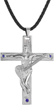 Hallyday Gitarrenkreuz Anhänger Edelstahl Geschenk Fan Andenken