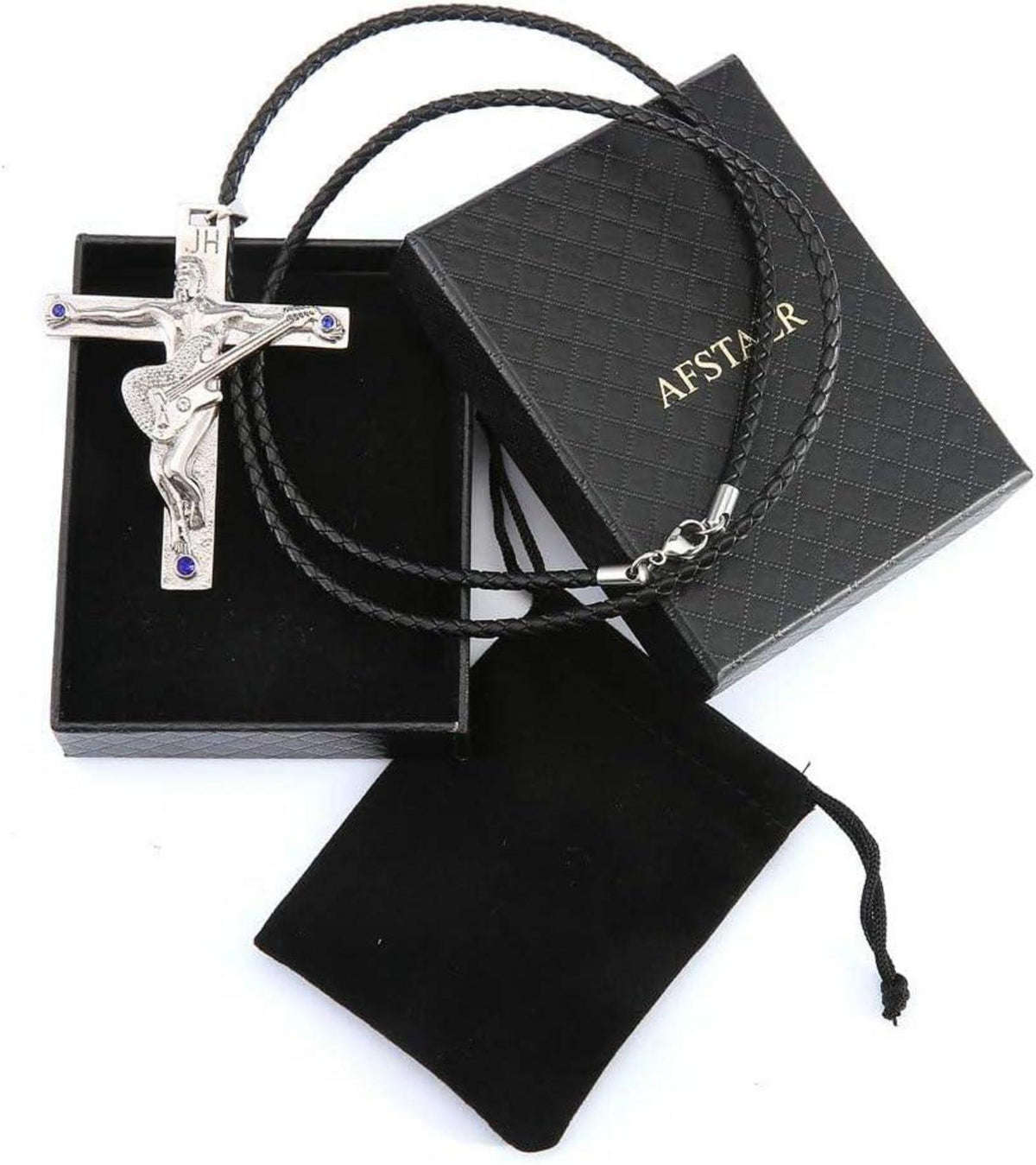 Johnny Hallyday Gitarrenkreuz Halskette Edelstahl Silber Fan Andenken