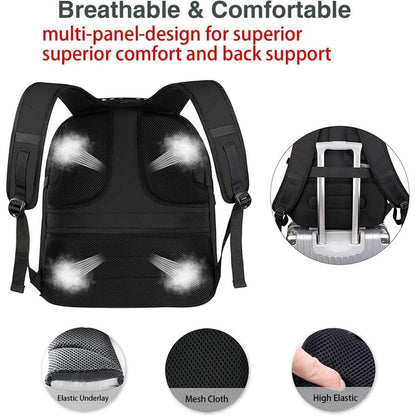 Großer Laptop Rucksack Herren 55L, 18.4 Zoll, Schwarz
