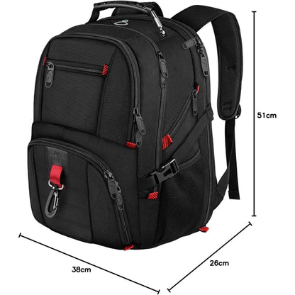 Großer Laptop Rucksack Herren 55L, 18.4 Zoll, Schwarz