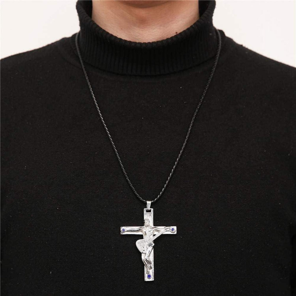 Johnny Hallyday Gitarrenkreuz Anhänger Fan Geschenk Silber Edelstahl