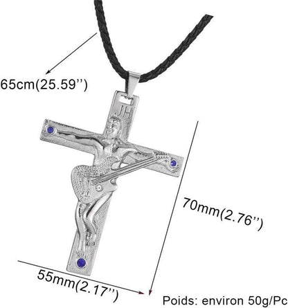 Johnny Hallyday Halskette Silber Edelstahl Gitarrenkreuz Anhänger Fan