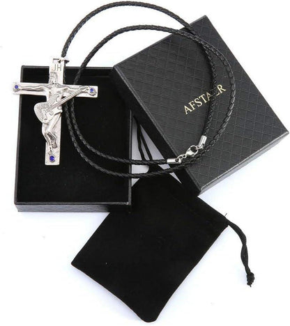Johnny Hallyday Gitarrenkreuz Halskette Silber/Gold/Schwarz Edelstahl neu