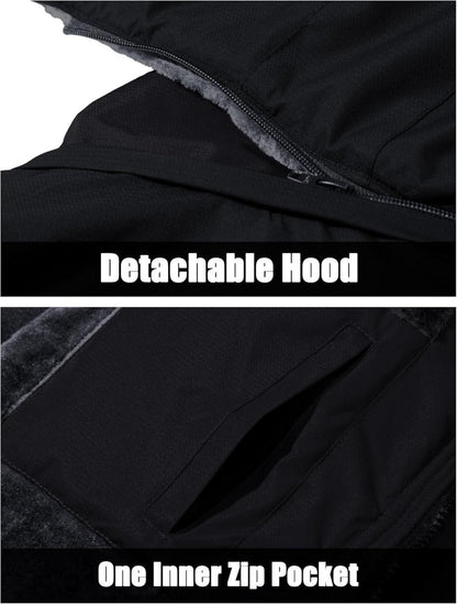 Herren Winter Skijacke Fleece Gefüttert Outdoor Softshelljacke Schwarz