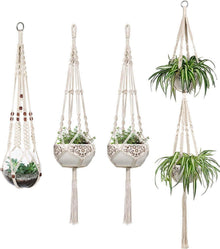 Makramee Blumenampel Baumwollseil Hängeampel Blumentopf Halter 4er Set