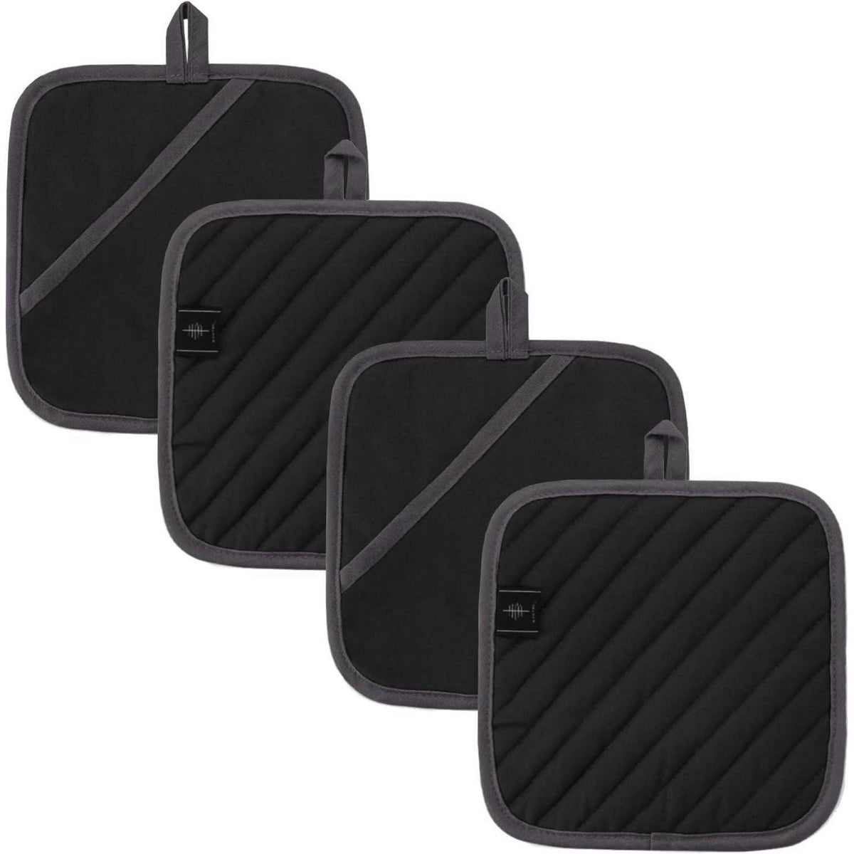 Topflappen Set 4er-Pack Schwarz 20x20cm Baumwolle