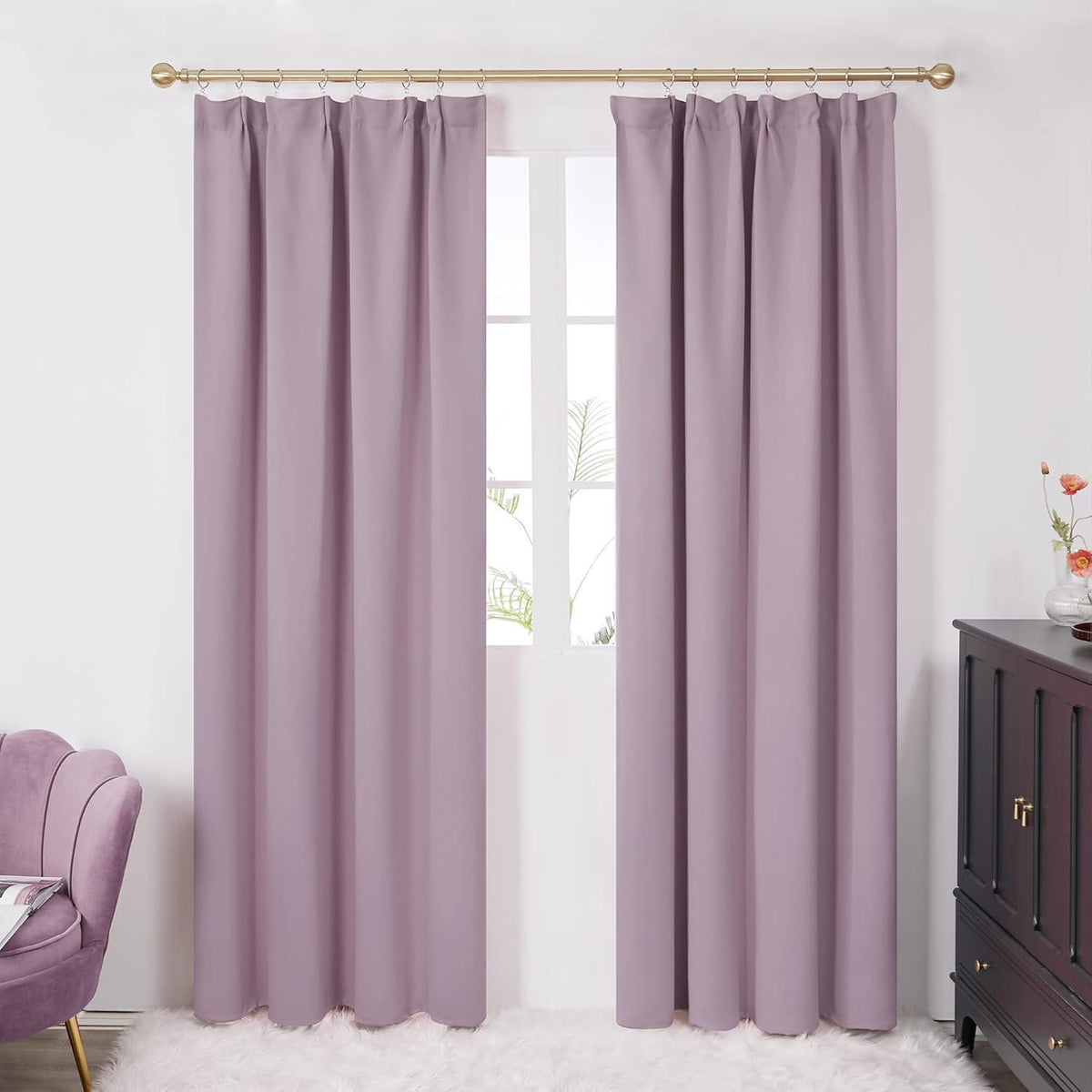 Blickdichte Vorhänge Verdunkelung 240x140cm Hellpink 2er Set