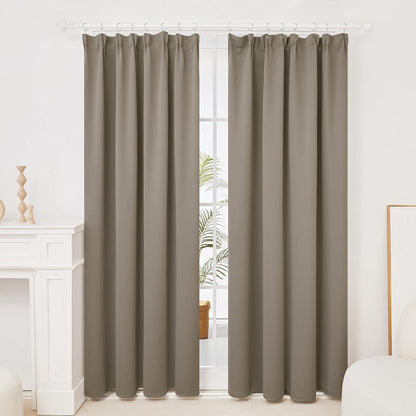 Blickdichte Vorhänge Set Taupe - Verdunkelungsvorhänge 240x140cm