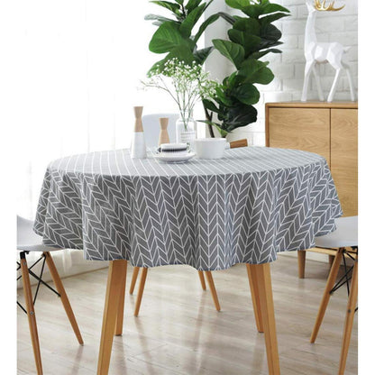 Runde Baumwoll-Leinen Tischdecke 120cm Grau