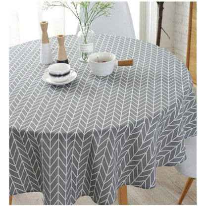 Runde Baumwoll-Leinen Tischdecke 120cm Grau