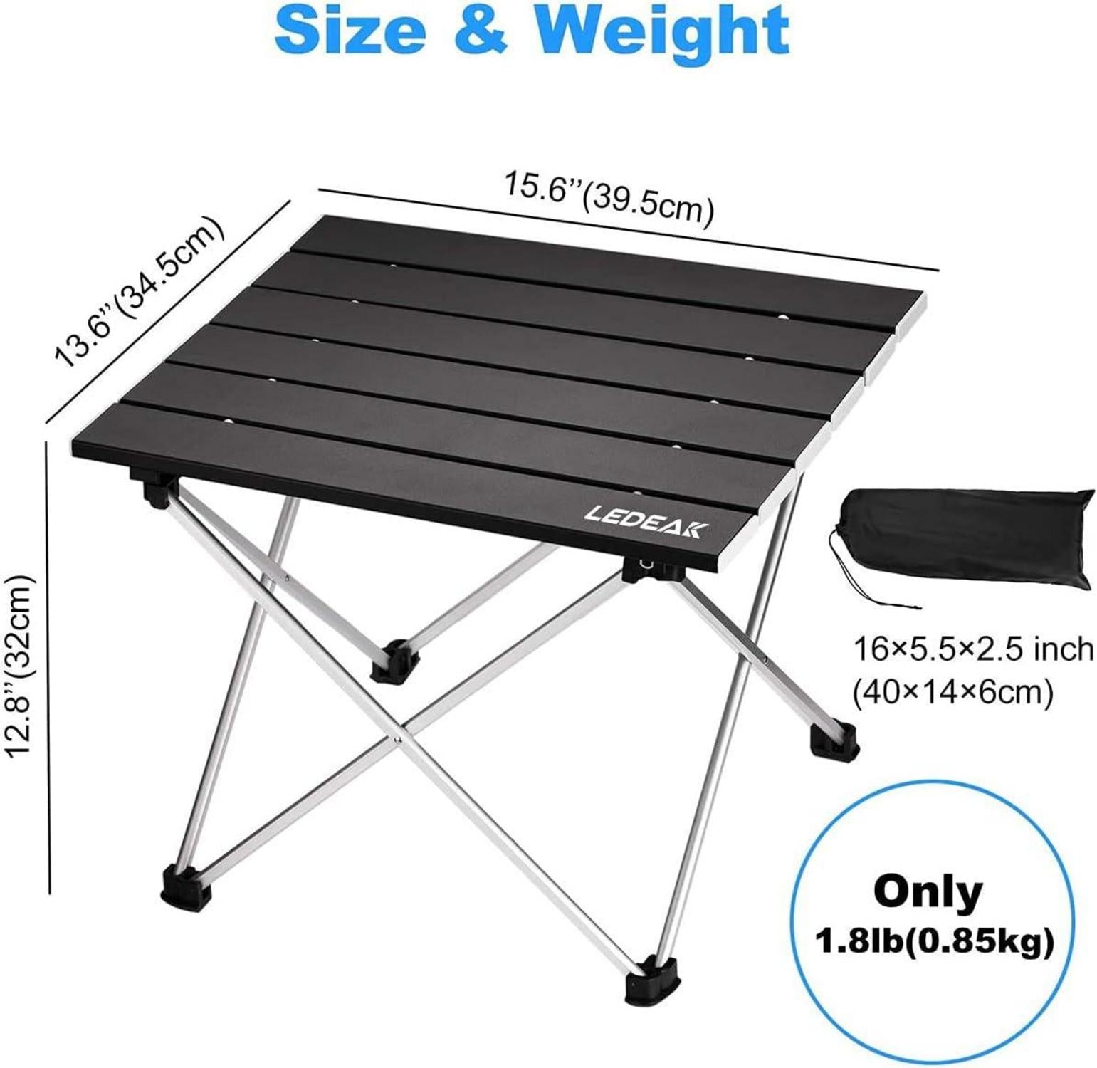Campingtisch Aluminium Ultraleicht Klappbar Tragbar mit Tasche