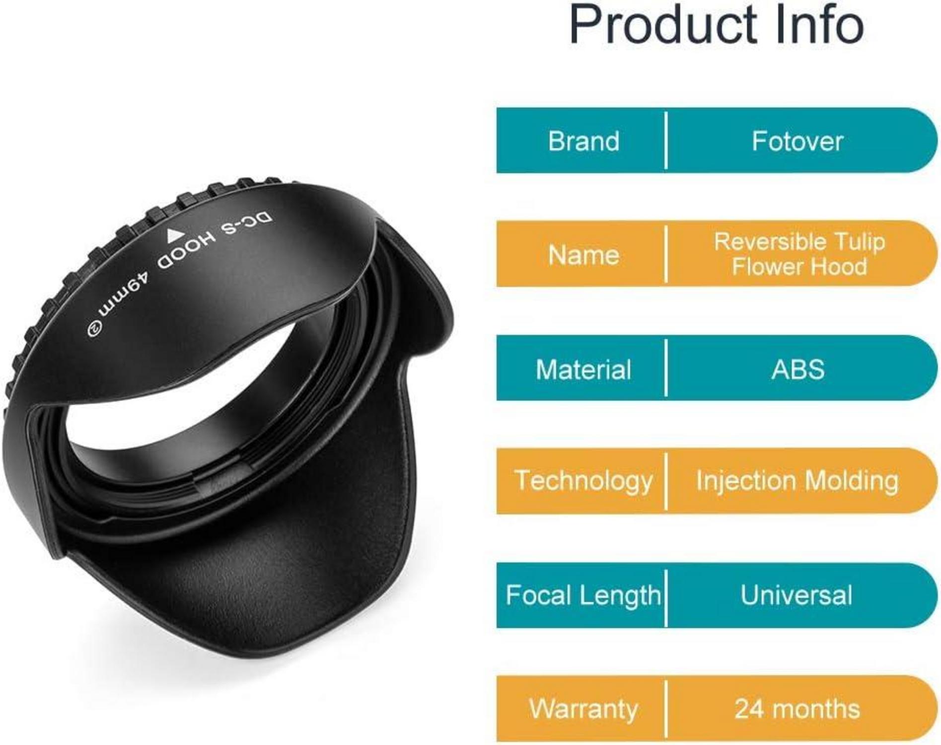 62mm Sonnenblende für Canon Nikon Sony DSLR Kameras Schwarz