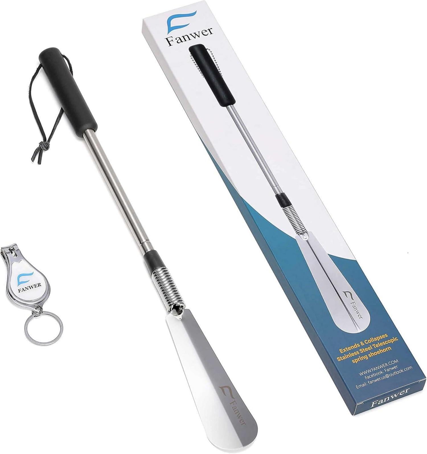 Premium Schuhanzieher mit langem Griff verstellbarer Expander