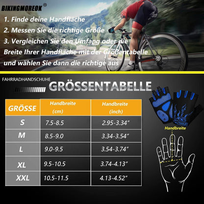 Fahrradhandschuhe Halbfinger mit Gel-Polsterung Blau L