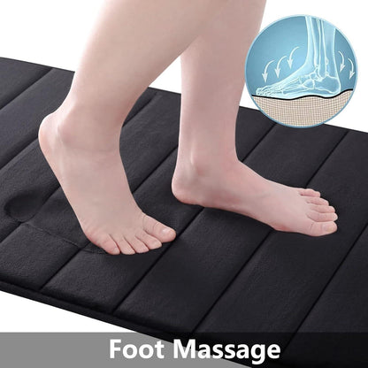 Memory Foam Badezimmerteppich Schwarz 41 x 61 cm