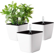 T4U 13cm Blumentopf Weiß Plastik Selbsbewässernd Eckig
