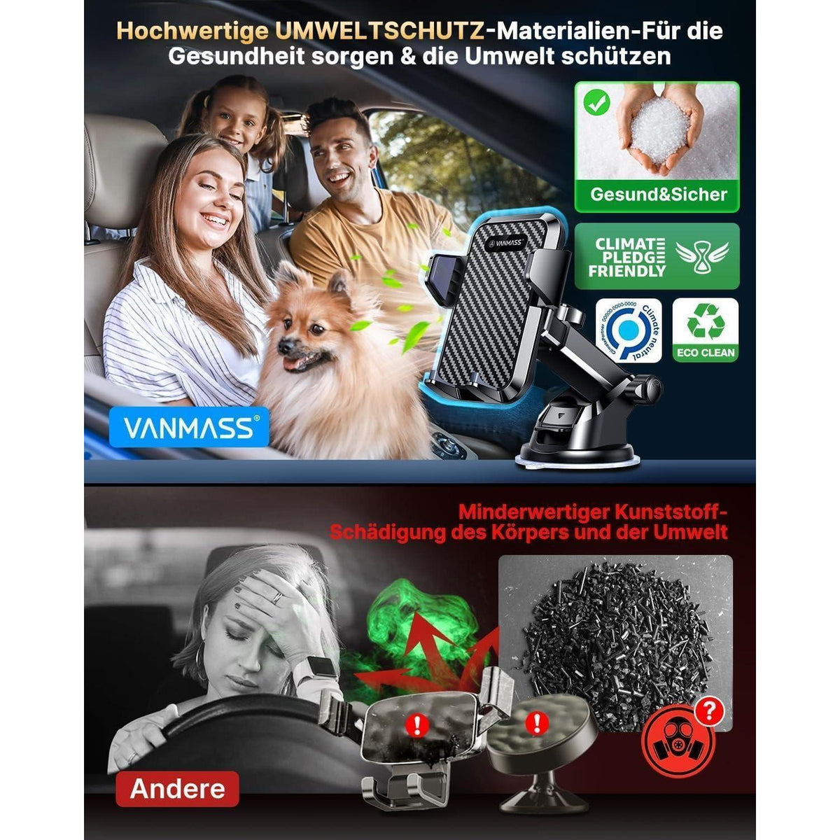 Handyhalterung Auto mit Saugnapf & Lüftung – 360° flexibel