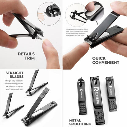 Nagelknipser Set schwarz matt Edelstahl 3 Stück Zehennagelknipser Cutter