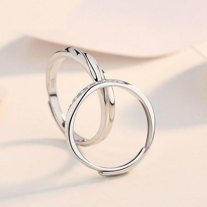925 Sterling Silber Partnerringe Offen Verstellbar mit Zirkonia