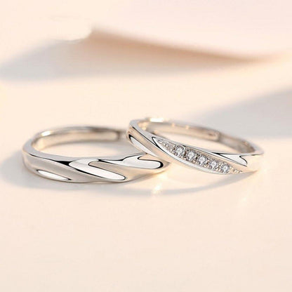 925 Sterling Silber Partnerringe Offen Verstellbar mit Zirkonia