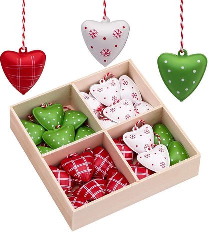 24er Set Herz Anhänger Weihnachtsdeko Metall Glöckchen 3.5cm