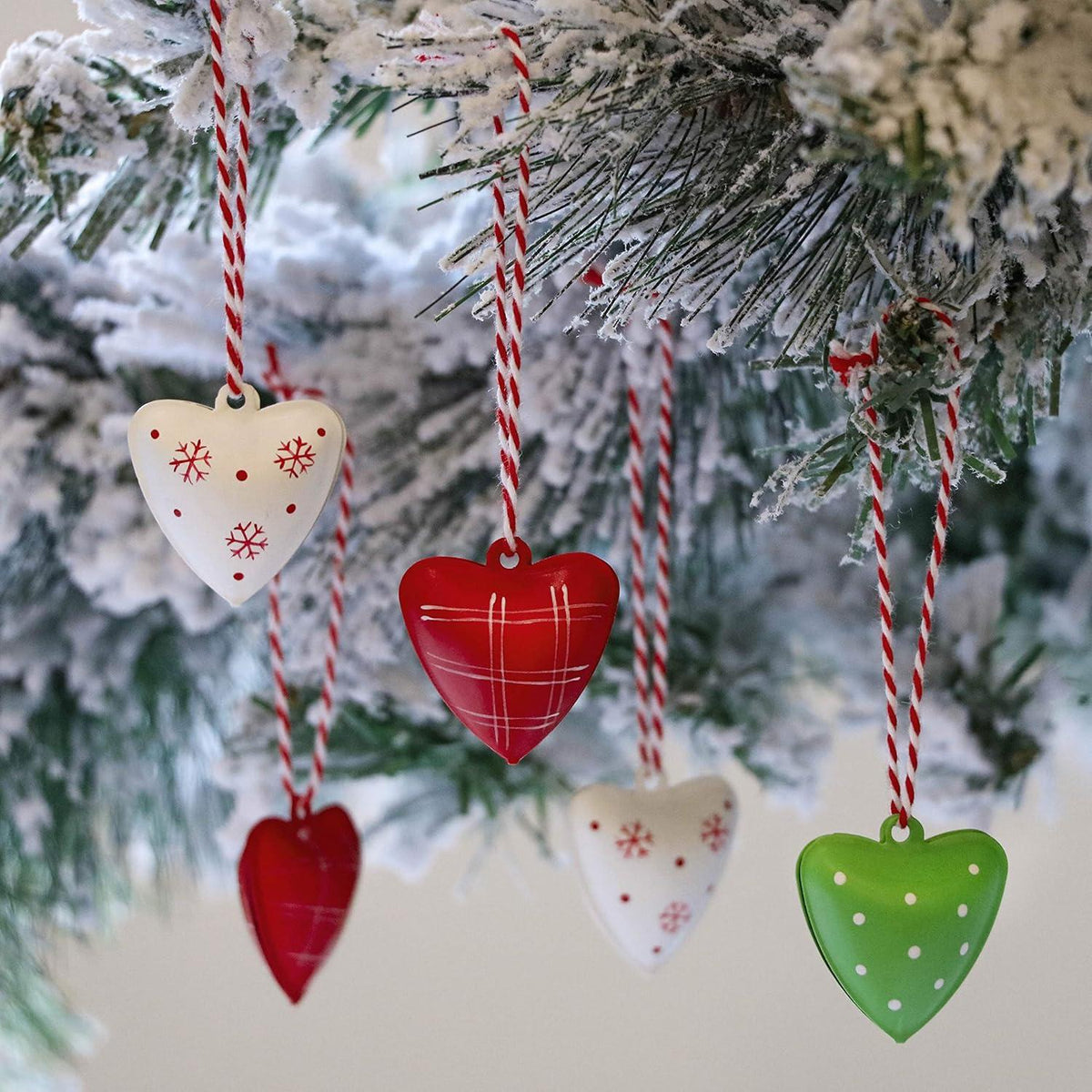 24er Set Herz Anhänger Weihnachtsdeko Metall Glöckchen 3.5cm
