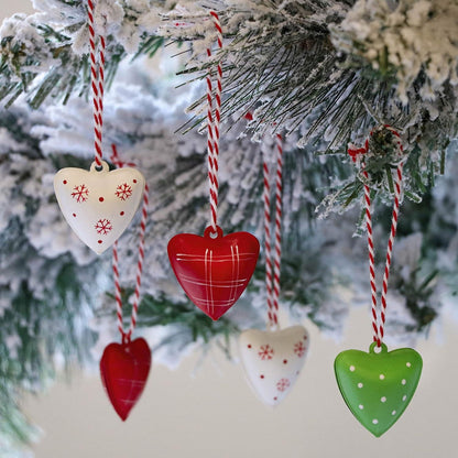 24er Set Herz Anhänger Weihnachtsdeko Metall Glöckchen 3.5cm