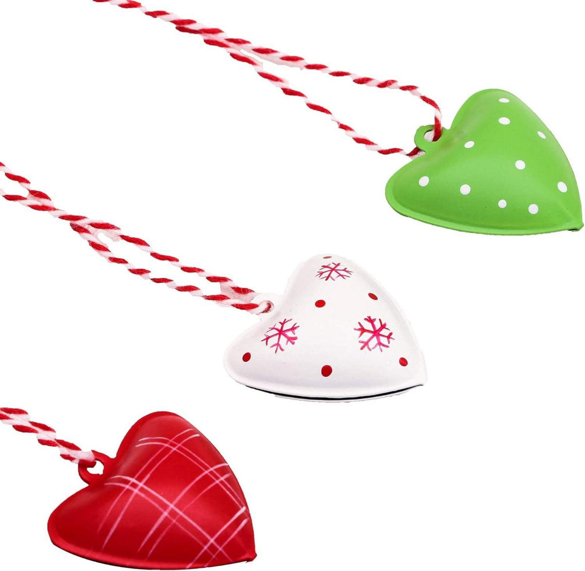 Metall Herz Weihnachtsanhänger 24er Set 3.5cm rot grün