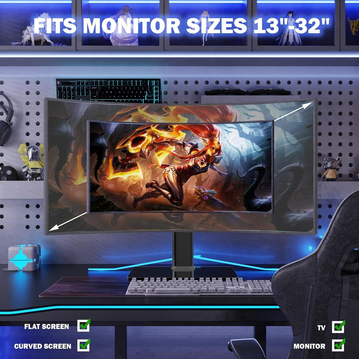 LCD Monitorständer 33-81,3 cm freistehend höhenverstellbar drehbar bis 35 kg