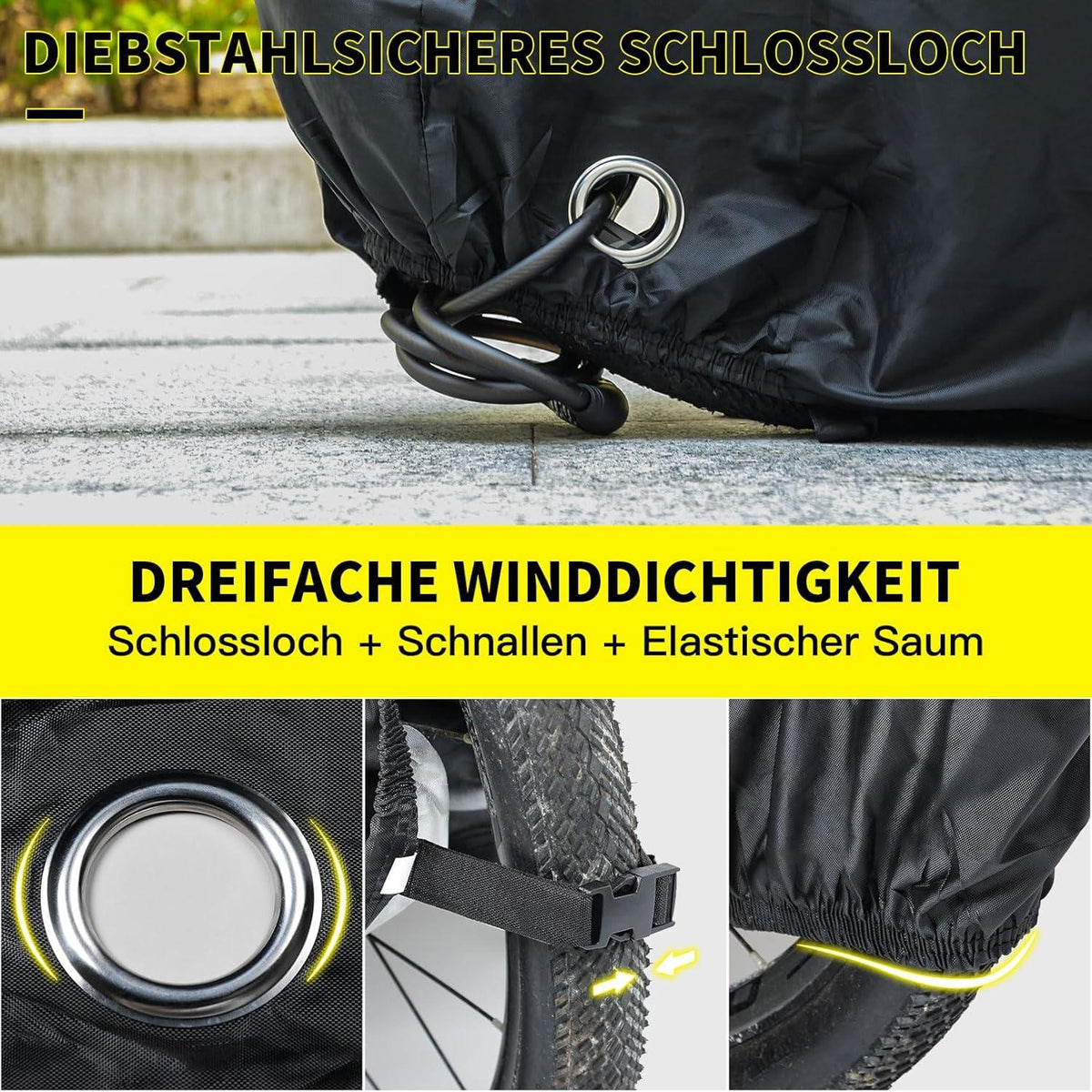 Abdeckplane Fahrrad Wasserdicht Premium-Stoff Schutz vor Regen Schnee