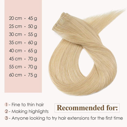 Echthaar Clip-In Extensions – Mittele Blond, 35cm