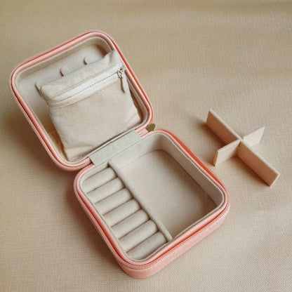 Mini Reise-Schmuckbox Damen PU-Leder Rosa Aufbewahrungsbox