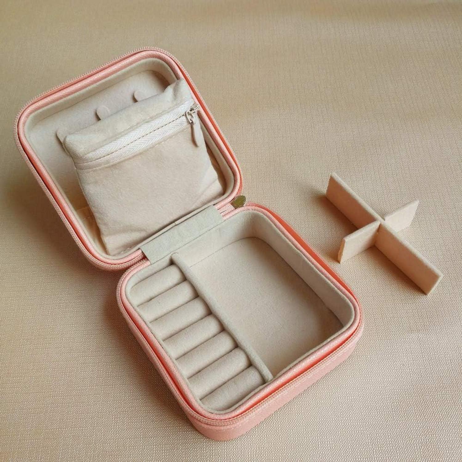 Kleine Reise-Schmuckbox Damen PU-Leder Schmuckkästchen Rosa
