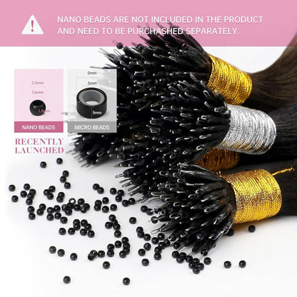 Echthaar Nanoring Extensions Schwarz 40 cm - 50g