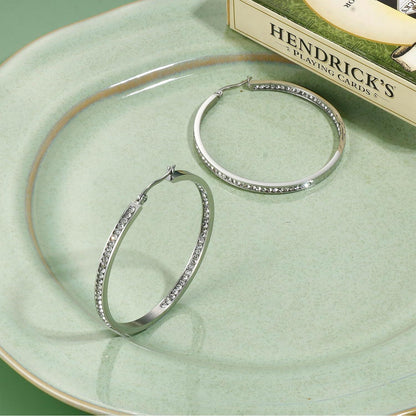 Creolen Edelstahl Damen 40/50/60mm mit Zirkonia, Silber/Gold/Roségold